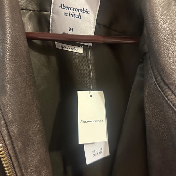 Abercrombie distressed vegan leather bomber jacket - Picture 2 of 4